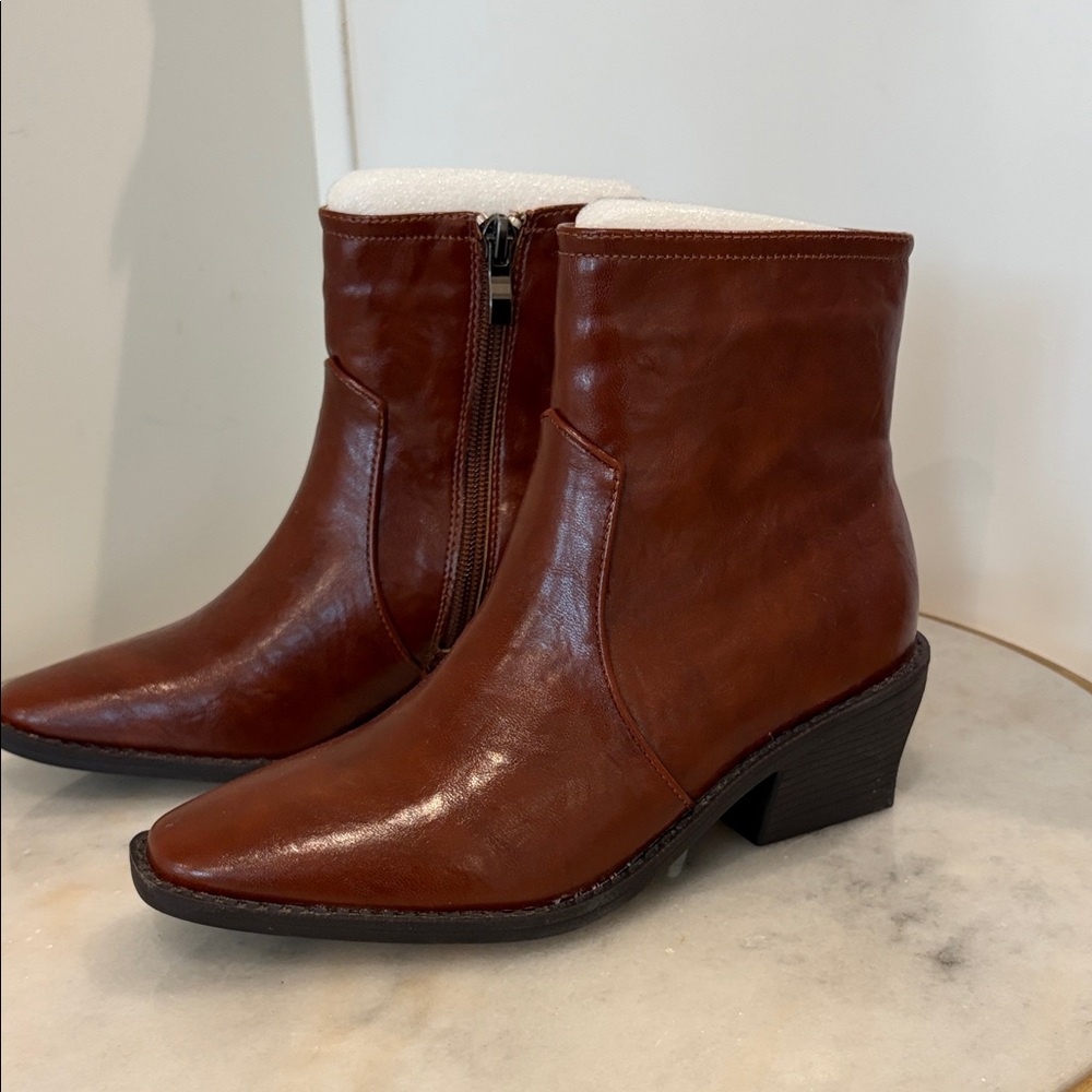 Elegant Brown Leather Ankle Booties